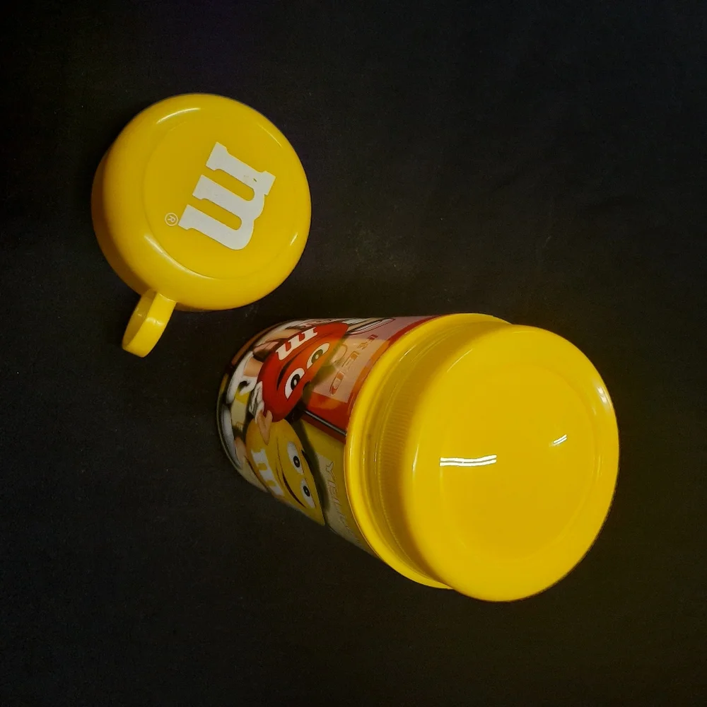 M&M's Vintage 2002 Insulated Canister Fun Character Mug with Handle Yellow Candy